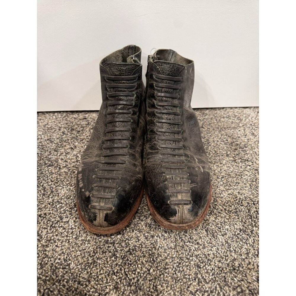 John Fluevog ‘BABETTE’ Leather Faux Lace Inside Zip Ankle Boots Women US 11 - Picture 4 of 7